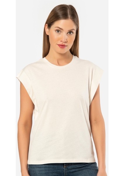 Türen Kadın Vatka Görünümlü T-Shirt 3401/KREM