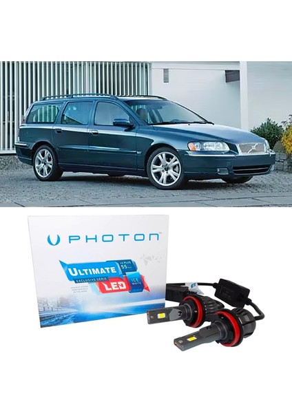 Volvo V70 LED Xenon Uzun Far Ampulü H9 Ultimate 9500 Lumens Yeni Seri Beyaz 2004-2008