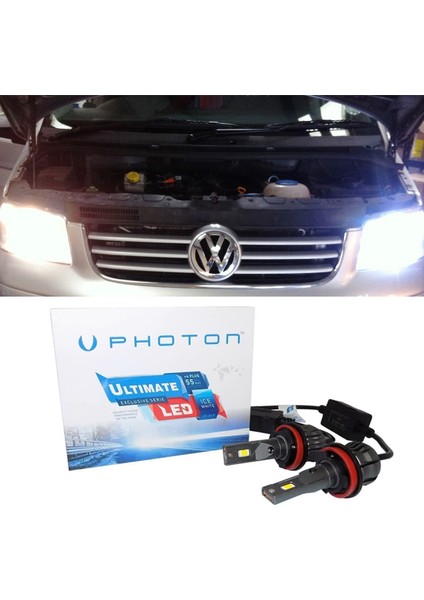 Vw Transporter T5 LED Xenon Uzun + Kısa Far Ampulü H4 Ultimate 9500 Lumens Yeni Seri Beyaz