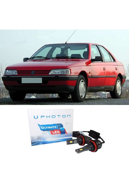 Peugeot 405 LED Xenon Uzun + Kısa Far Ampulü H4 Ultimate 9500 Lumens Yeni Seri Beyaz