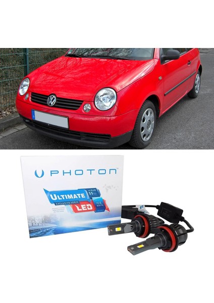 Vw Lupo LED Xenon Uzun+Kısa Far Ampulü H4 Ultimate 9500 Lumens Yeni Seri Beyaz