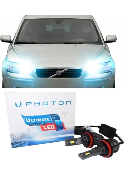 Volvo V50 LED Xenon Uzun Far Ampulü H9 Ultimate 9500 Lumens Yeni Seri Beyaz 2007-2012