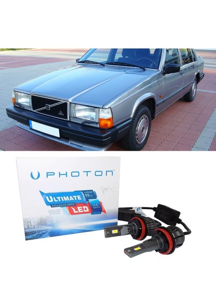 Volvo 740 LED Xenon Uzun+Kısa Far Ampulü H4 Ultimate 9500 Lumens Yeni Seri Beyaz