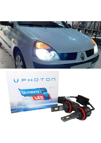 Renault Clio 2 LED Xenon Uzun Far Ampulü H1 Ultimate 9500 Lumens Yeni Seri Beyaz 2002-2006