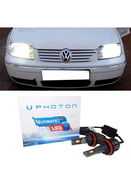 Vw Bora LED Xenon Uzun + Kısa Far Ampulü H4 Ultimate 9500 Lumens Yeni Seri Beyaz