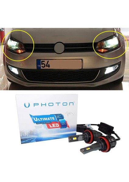 Vw Polo Mk5 LED Xenon Sis Farı Ampulü H8 Ultimate 9500 Lumens Yeni Seri Beyaz 2009-2017