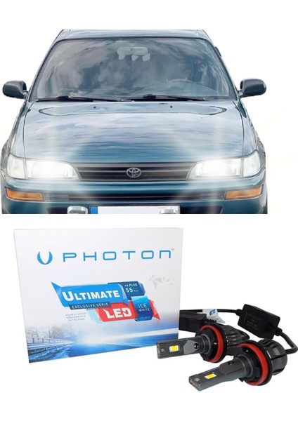 Toyota Corolla Efsane Kasa LED Xenon Sis Farı Ampulü H4 Ultimate 9500 Lumens Yeni Seri Beyaz 1992-1998