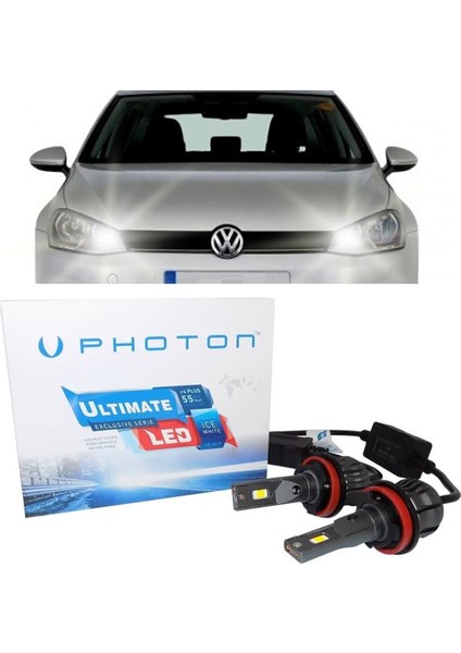 Vw Golf 7 LED Xenon Sis Farı Ampulü H11 Ultimate 9500 Lumens Yeni Seri Beyaz 2012-2017