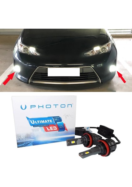 Toyota Auris LED Xenon Sis Farı Ampulü H16 Ultimate 9500 Lumens Yeni Seri Beyaz 2012+