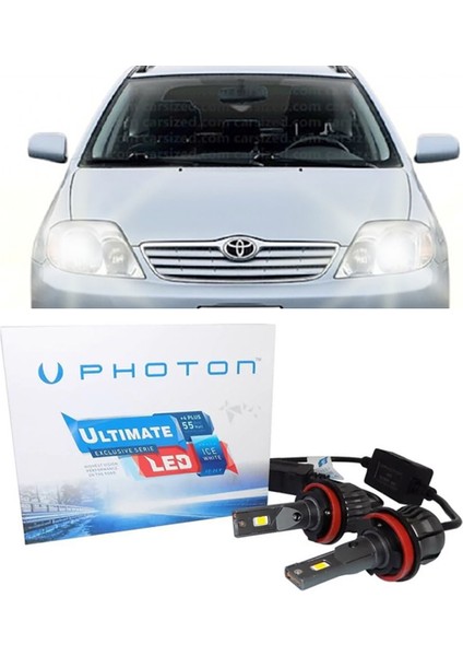 Toyota Corolla E120 LED Xenon Sis Farı Ampulü H11 Ultimate 9500 Lumens Yeni Seri Beyaz 2002-2008