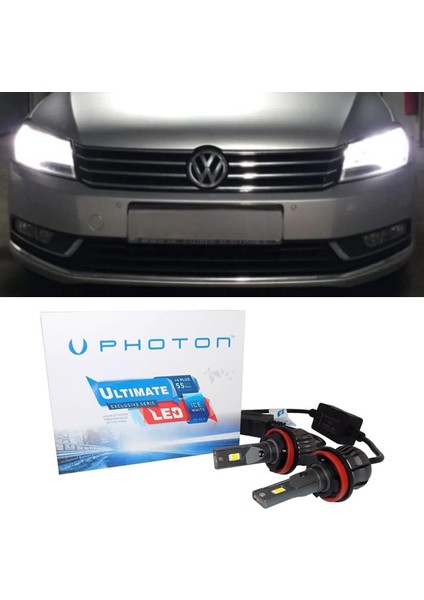 Vw Passat B7 LED Xenon Sis Farı Ampulü H8 Ultimate 9500 Lumens Yeni Seri Beyaz