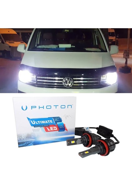 Vw Transporter T7 LED Xenon Uzun + Kısa Far Ampulü H4 Ultimate 9500 Lumens Yeni Seri Beyaz