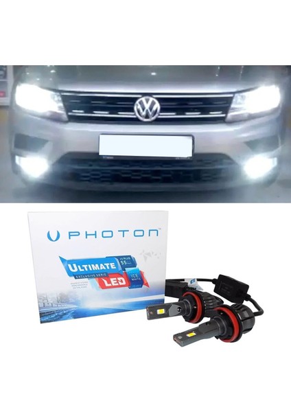 Vw Tiguan LED Xenon Sis Farı Ampulü H8 Ultimate 9500 Lumens Yeni Seri Beyaz 2016+