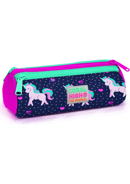 Lacivert Pembe Unicorn Desenli 3’lü Okul Çanta Seti