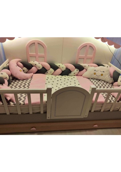 Montessori Bebek Uyku Seti Örgü Yan Korumalı Uyku Seti 90x190 100x200 Zig Zag