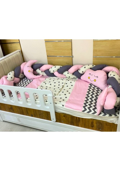 Montessori Bebek Uyku Seti Örgü Yan Korumalı Uyku Seti 90x190 100x200 Zig Zag