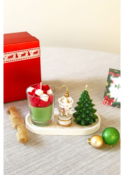 Yeni Yıl 4lü Kokulu Yılbaşı Seti Aromaterapi Atlı Karınca, Taş Tepsi, Cam Bardak, Çam Ağaç fiyatları