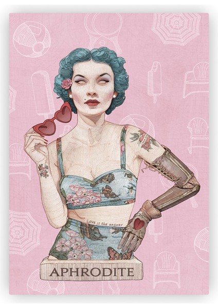 Modern Bir Afrodit Aphrodite Pop Art Ahşap Poster 20X29 cm