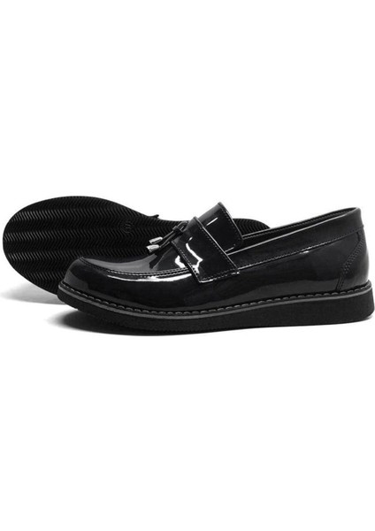 Çocuk Siyah Rugan Loafer Ince Taban Klasik Ayakkabı modelleri