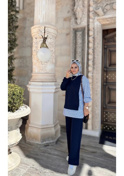 Asel Fashion Line Gömlekli Ikili Takım Lacivert modelleri
