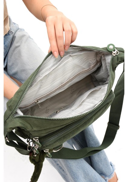 Klinkır Çok Cepli Suya Dayanıklı Haki Yeşil Krinkıl Omuz Çantası / Postacı Çanta fiyatları