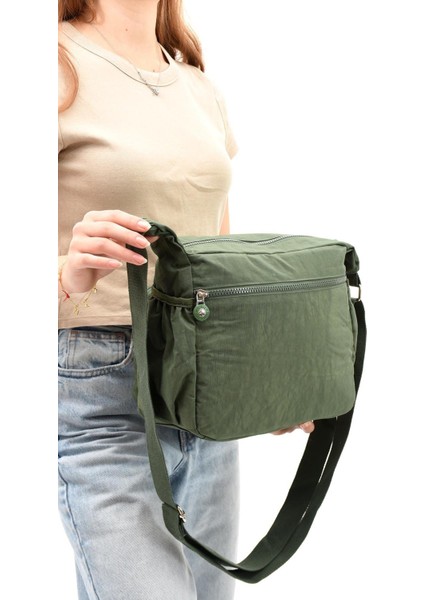 Klinkır Çok Cepli Suya Dayanıklı Haki Yeşil Krinkıl Omuz Çantası / Postacı Çanta modelleri