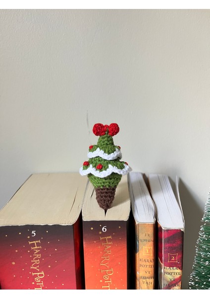 Sevimli Amigurumi Örgü Yılbaşı Çam Ağacı Kitap Ayracı,kitap Aksesuarı,kitap Severler Için Hediye