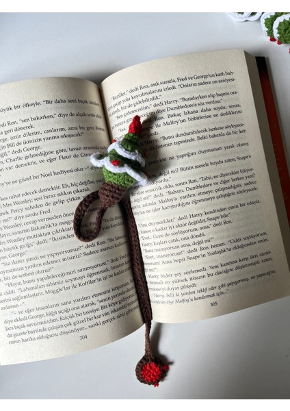 Sevimli Amigurumi Örgü Yılbaşı Çam Ağacı Kitap Ayracı,kitap Aksesuarı,kitap Severler Için Hediye