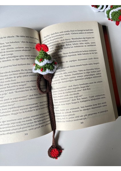 Sevimli Amigurumi Örgü Yılbaşı Çam Ağacı Kitap Ayracı,kitap Aksesuarı,kitap Severler Için Hediye
