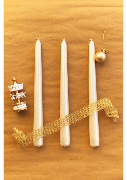 Inci 3 Lü Şamdan Parlak Mum Metalik Kaplama Gövde Uzun Çubuk Konik modelleri