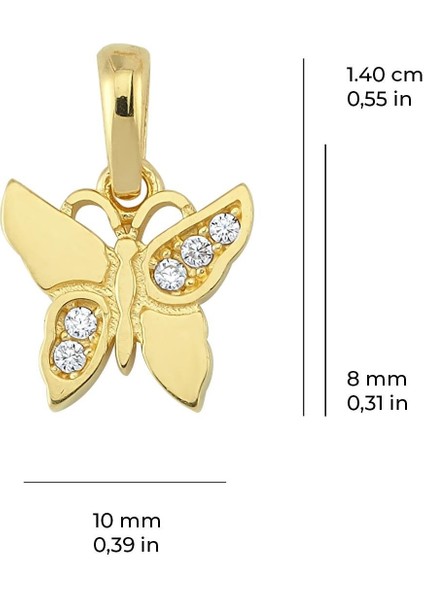 14 Ayar Altın Kelebek Taşlı Kolye Ucu 0,86 gr fiyatları