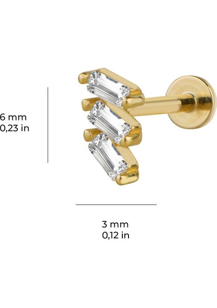 Sıra Baget Taşlı Altın Piercing fiyatları