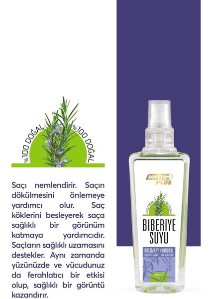 Biberiye Suyu / Tonik 200 ml - Dökülme Karşıtı ve Kepek Önleyici Saç ve Cilt Bakımı