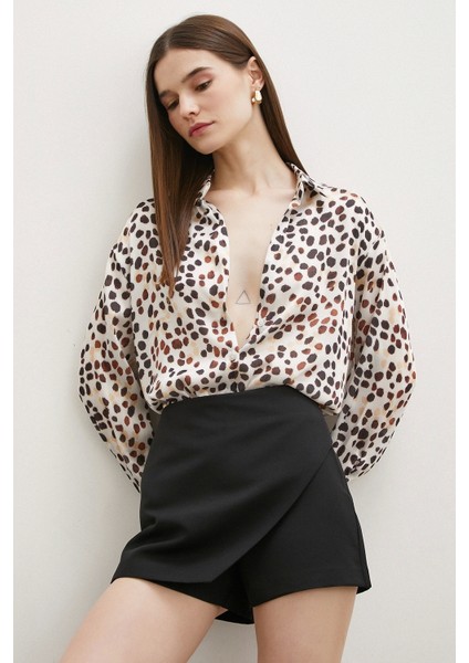 Animal Desen Gömlek Bej