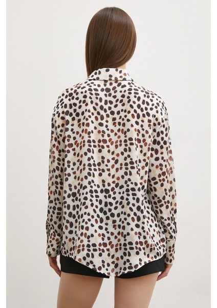 Animal Desen Gömlek Bej modelleri