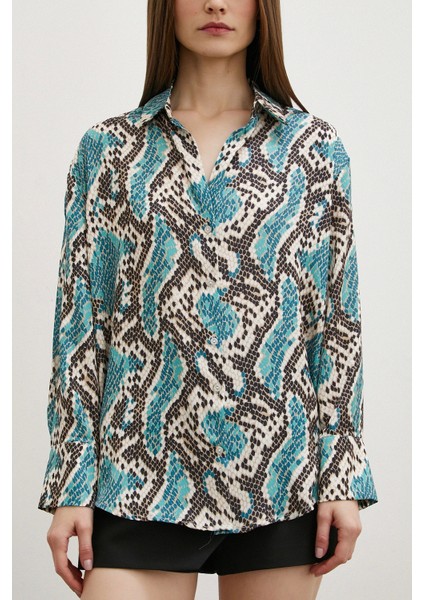 Yılan Desen Saten Gömlek Yeşil fiyatları