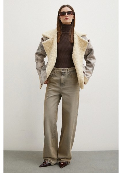 Yüksek Bel Wide Leg Jean Taş