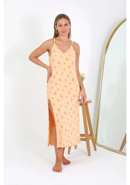 Kadın Büyük Beden Ip Askılı Uzun Gecelik 12110