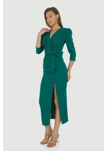 Fiyonklu Büyük ve Küçük Beden Midi Elbise fiyatları