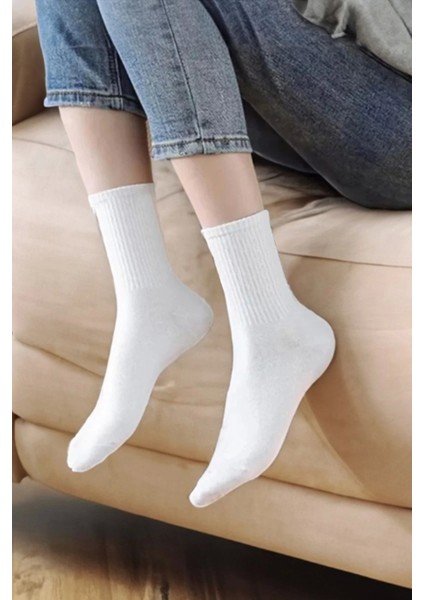 Siyah Beyaz 4'lü Unisex Tenis Kolej Çorap