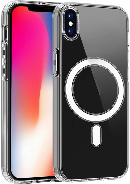 Case World Apple iPhone x Kılıf Magsafe Kablosuz Şarj Destekli Şeffaf Silikon Kapak