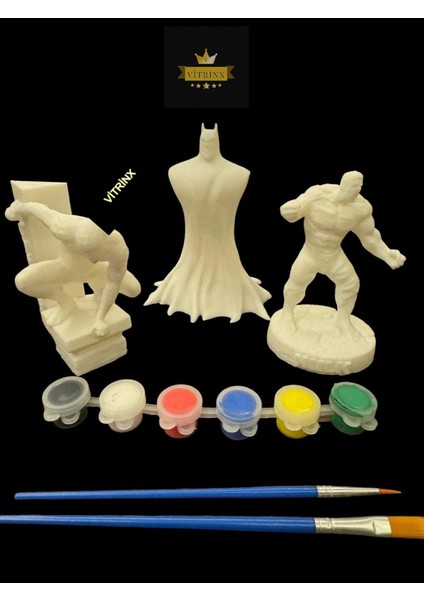 SPİDERMAN BATMAN HULK 3D FİGÜR BOYAMA SETİ