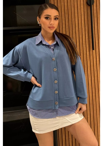 Lacivert Kadın Hırka Kombinli Gömlek fiyatları
