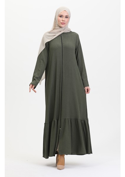 Eteği Fırfırlı Ferace 5109-03 Haki