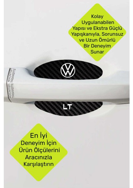 Volkswagen Lt Modeline Özel 4 Adet Karbon Desenli Çizik Önleyici Kapı Içi Folyo Takımı Lt Yazılı