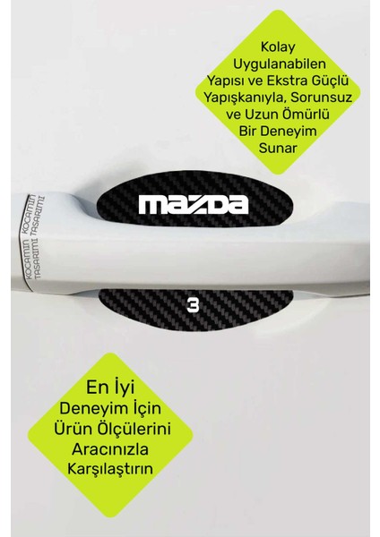 Mazda 3 Modeline Uygun Karbon Kapı Içi Çizilme Önleyici ve Şık Tasarım Folyo Seti 3 Yazılı