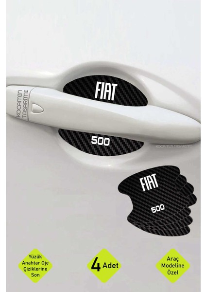 Fiat 500 Kapı Içi Karbon Desenli Estetik ve Koruyucu Çizik Önleyici Folyo Takımı 500 Yazılı