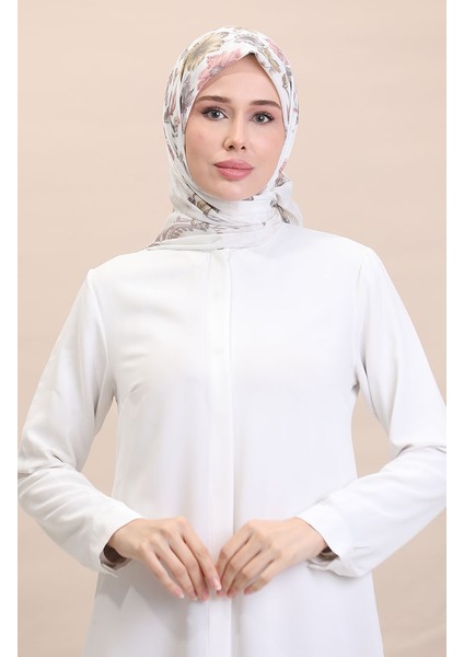 Desenli Eşarp Cvs-01 Krem Kahverengi