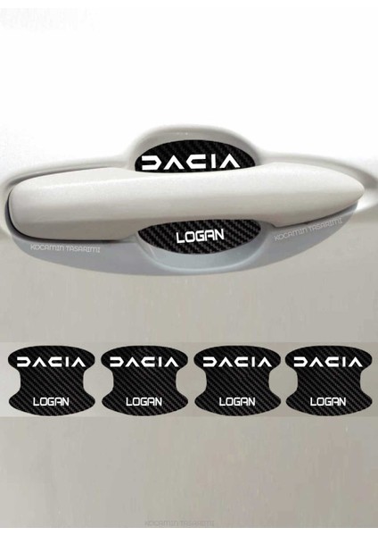 Dacia Logan Kapı Kolları Için Çizik Önleyici Şık Karbon Desenli Folyo Koruma Seti Logan Yazılı