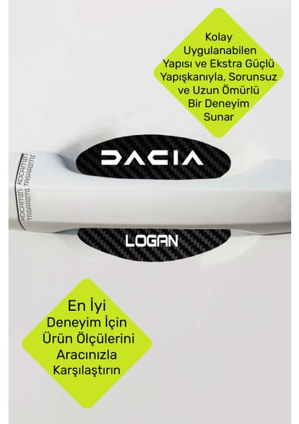 Dacia Logan Kapı Kolları Için Çizik Önleyici Şık Karbon Desenli Folyo Koruma Seti Logan Yazılı